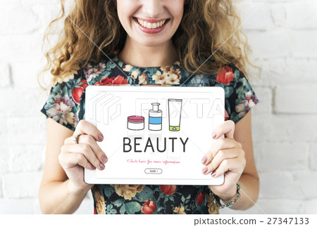Feminine Beauty Cosmetics Healthcare Products Concept Feminine Beauty Cosmetics Healthcare Products Concept 27347133