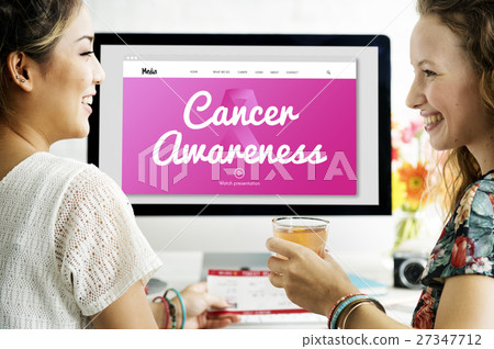 Pink Ribbon Cancer Presentation Concept 27347712