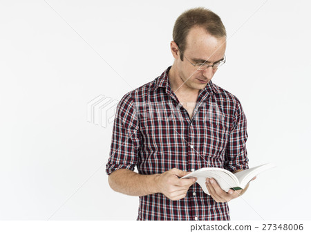 Male Reading Book Glasses Concept Male Reading Book Glasses Concept 27348006