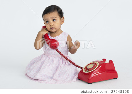Little Girl Telephone Talking Communication Portrait Concept Little Girl Telephone Talking Communication Portrait Concept 27348108