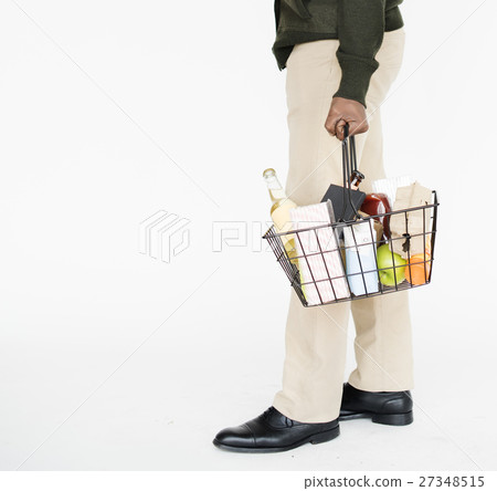Man Holding Shopping Basket Concept 27348515