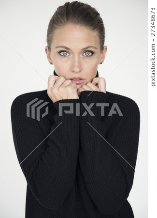 Woman Serious Studio Portrait Concept Woman Serious Studio Portrait Concept 27348673