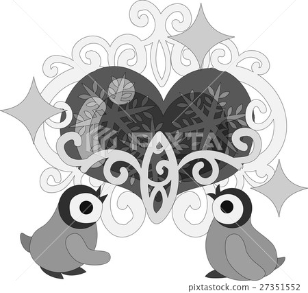 Cute baby penguin and beautiful jewel Cute baby penguin and beautiful jewel 27351552