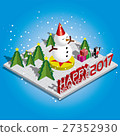 Isometric vector illustration Happy new year 2017 27352930