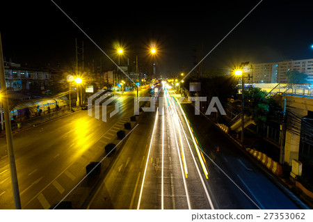 Bangkok at night, light and dark on the road. Bangkok at night, light and dark on the road. 27353062