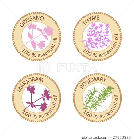 Set of flat essential oil labels. 100 percent Set of flat essential oil labels. 100 percent 27353583