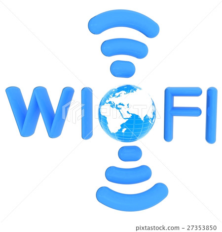 wifi earth icon. 3d illustration wifi earth icon. 3d illustration 27353850