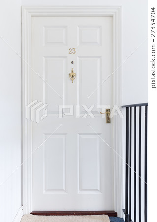 Retro white wooden entrance door 27354704