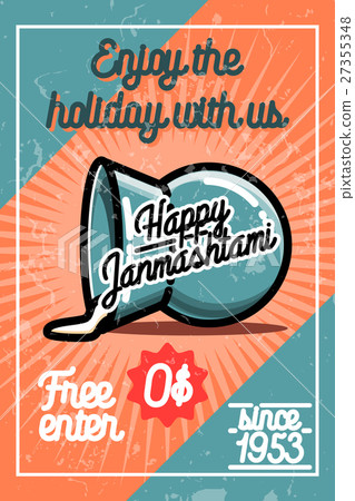 Color vintage janmashtami poster 27355348
