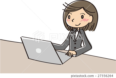 Female employee who operates PC 27356264