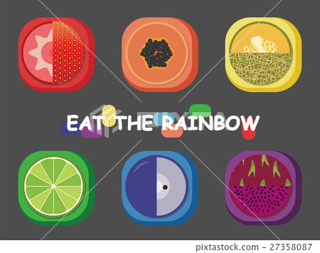 Rainbow fruit icon set collection. Rainbow fruit icon set collection. 27358087