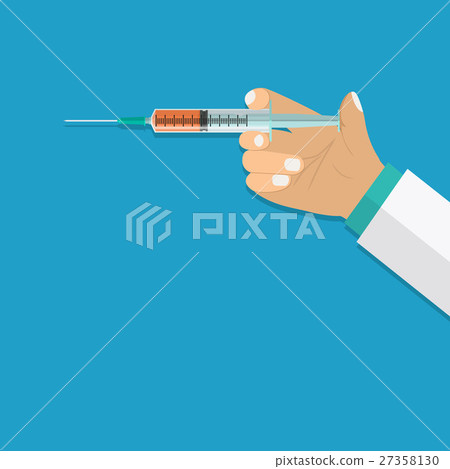 Hand holding Medical syringe - Stock Illustration [27358130] - PIXTA