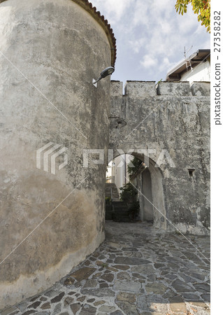 Fortress tower and gate in Smartno, Slovenia. 27358282
