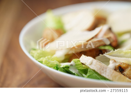 macro shot of fresh homemade caesar salad with macro shot of fresh homemade caesar salad with 27359115