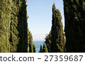 cypress alley on a background of the sea 27359687