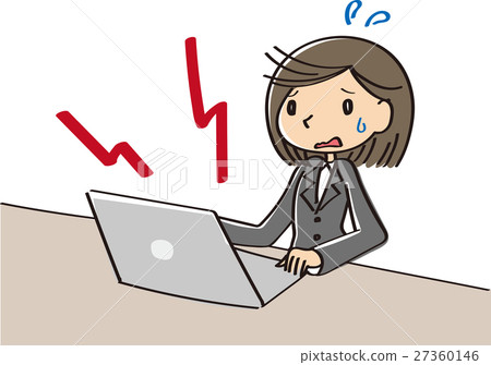 Female employee who is suffering from PC trouble Female employee who is suffering from PC trouble 27360146