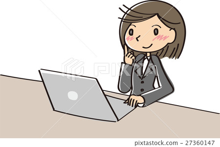 Thinking female company employee 27360147