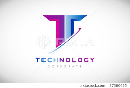 Tech letter T alphabet logo icon design - Stock Illustration [27360615 ...