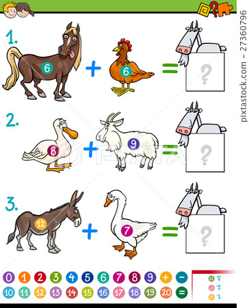 addition maths task for kids - Stock Illustration [27360796] - PIXTA