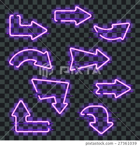 Set of glowing purple neon arrows 27361039