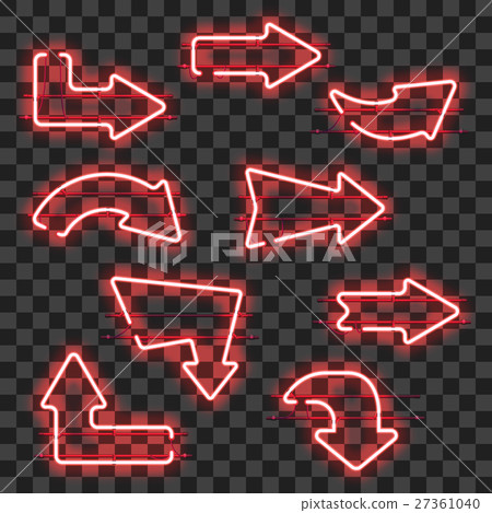 Set of glowing red neon arrows 27361040