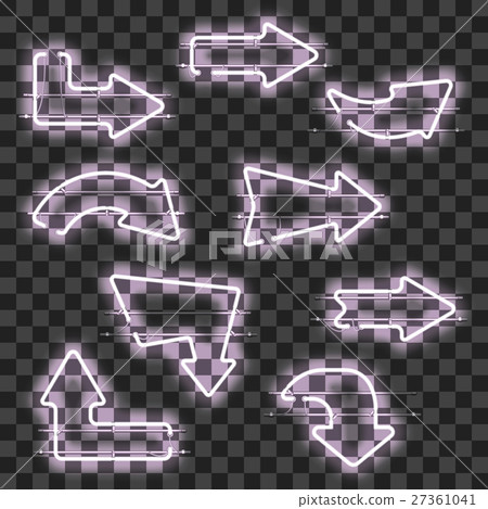 Set of glowing white neon arrows 27361041