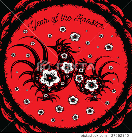 Whimsical Chinese New Year,Year of the Rooster gra 27362540