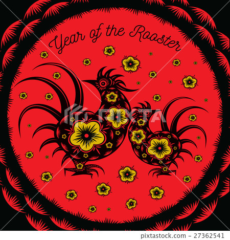 Whimsical Chinese New Year,Year of the Rooster gra 27362541