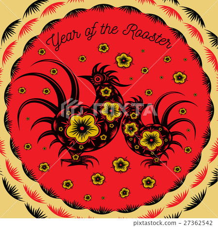 Whimsical Chinese New Year,Year of the Rooster gra 27362542