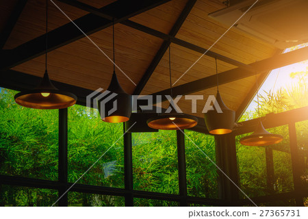 Interior lighting decor in coffee shop. 27365731