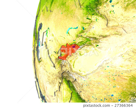 Kyrgyzstan in red 27366364