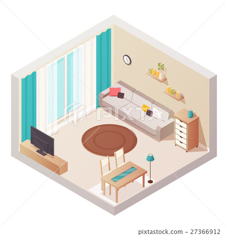 Isometric Living Room Interior Isometric Living Room Interior 27366912