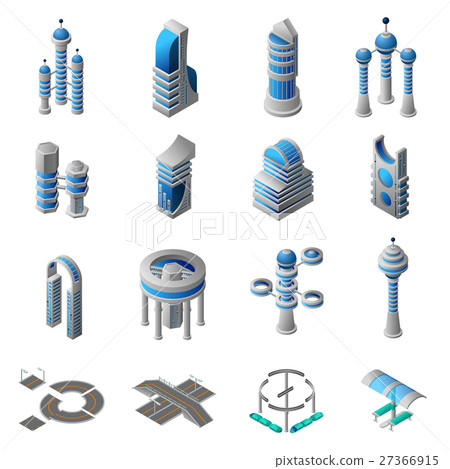 Future City Isometric Icons Set 27366915