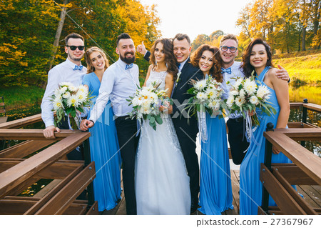 Newly married couple with groomsmen and 27367967