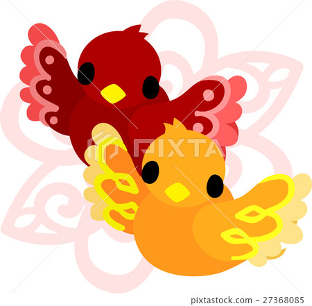 Illustrations of cute little birds with mysterious patterns 27368085