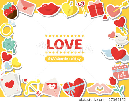 情人節彩色圖標框架材料 27369152