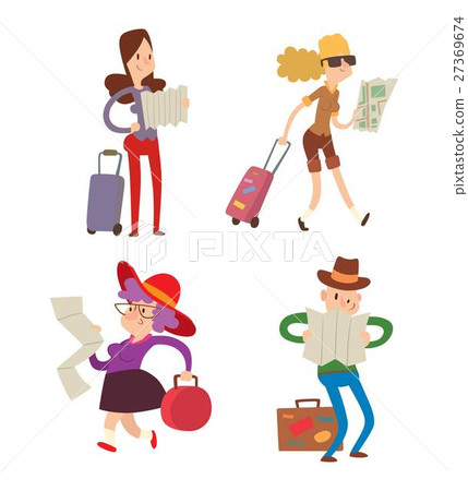 People with maps vector. People with maps vector. 27369674