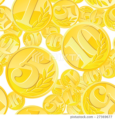 Golden coins seamless pattern - Stock Illustration [27369677] - PIXTA