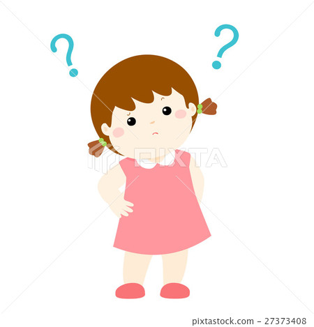 Little girl wondering cartoon character vector 27373408
