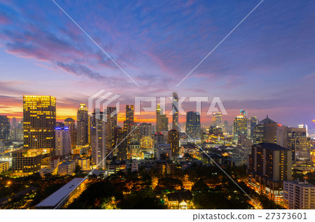 Top view of Bangkok modern office buildings Top view of Bangkok modern office buildings 27373601
