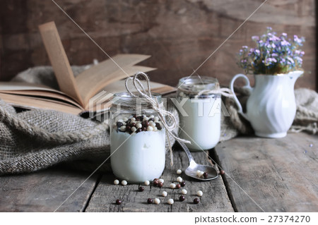rustic homemade yogurt jar 27374270