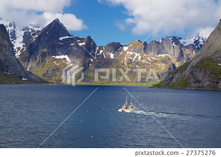 Fishing boat in fjord 27375276