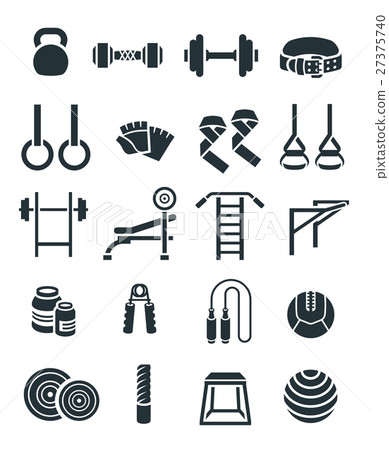 Weightlifting flat vector silhouettes icons set 27375740