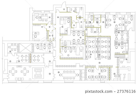 Standard office furniture symbols set 27376116