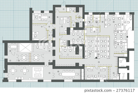 Standard office furniture symbols set 27376117