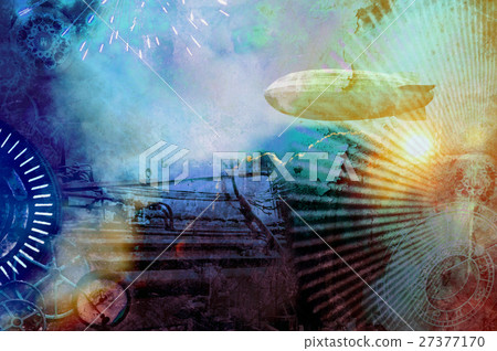 Colorful vintage steampunk design background  27377170