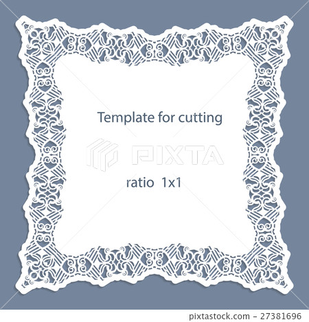 Greeting card with openwork border, paper doily 27381696