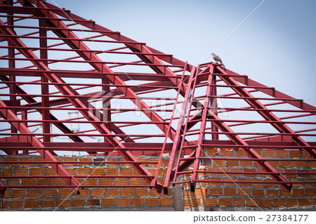structural steel beam on roof of building structural steel beam on roof of building 27384177