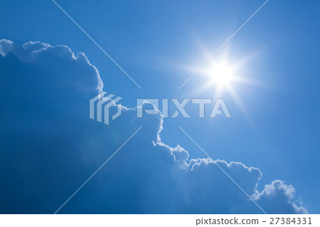 sun on clear blue sky with cloud sun on clear blue sky with cloud 27384331