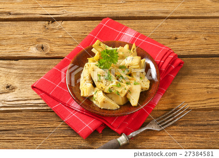 plate of marinated artichokes plate of marinated artichokes 27384581